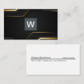 Zwart gouden achtergrond | Monogram klassiek Visitekaartje (Voorkant / Achterkant)