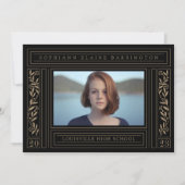 Zwart-gouden Afstuderen Foto Aankondiging (Voorkant)