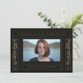 Zwart-gouden Afstuderen Foto Aankondiging (Staand voorkant)