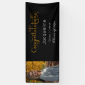 Zwart-gouden Afstuderen fotobanner Spandoek (Verticaal)