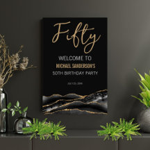 Zwart Gouden Agaat 50e Verjaardag Poster