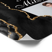 Zwart Gouden Agaat Bar Mitswa Party Foto Poster (Hoek)