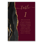 Zwart Gouden Agaat Bourgondië Trouwtafel Nummer Kaart (Achterkant)