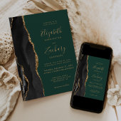 Zwart Gouden Agaat Emerald Green QR Code Wedding Kaart