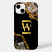 Zwart & Gouden Agaat Geode Monogram Case-Mate iPhone Case (Achterkant)