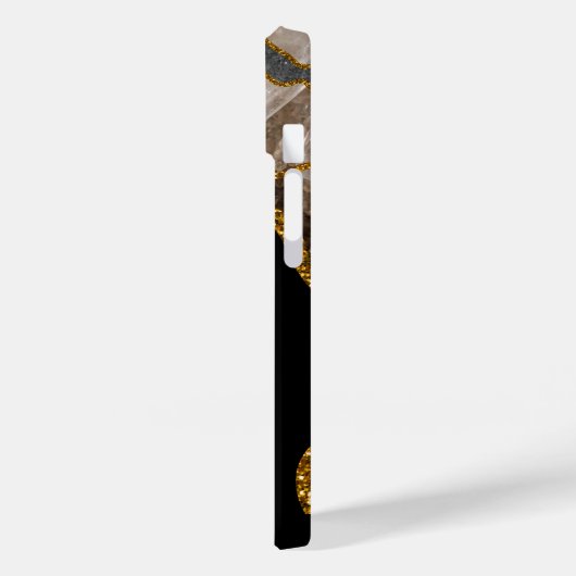 Zwart & Gouden Agaat Geode Monogram Case-Mate iPhone Case (Achterkant / Links)