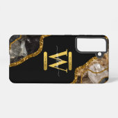 Zwart & Gouden Agaat Geode Monogram Samsung Galaxy Hoesje (Achterkant horizontaal)