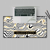 Zwart & Gouden Agaat Marmer Abstracte Patroonnaam Bureaumat