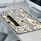 Zwart & Gouden Agaat Marmer Abstracte Patroonnaam Bureaumat