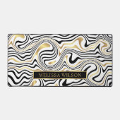 Zwart & Gouden Agaat Marmer Abstracte Patroonnaam Bureaumat (Voorkant)