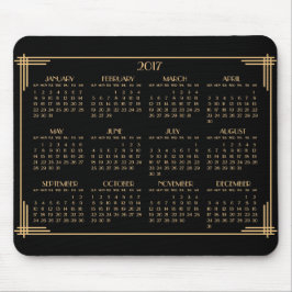 Zwart Gouden Art Deco Kalender 2017 Muismat