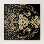 Zwart-gouden art Deco-ventilator Square Legpuzzel (Horizontaal)