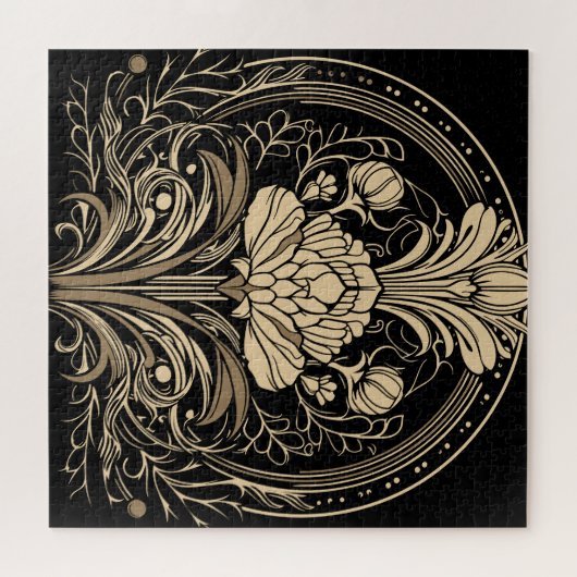 Zwart-gouden art Deco-ventilator Square Legpuzzel (Horizontaal)