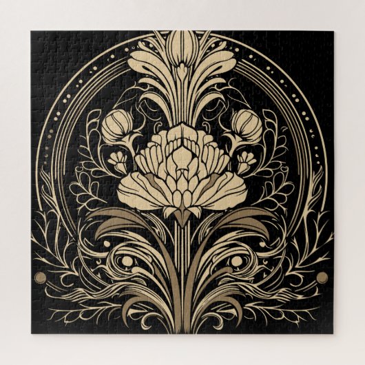 Zwart-gouden art Deco-ventilator Square Legpuzzel (Verticaal)