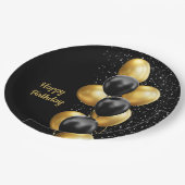 Zwart Gouden Ballon Chic Papieren Bordje (Gekanteld)