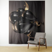 Zwart & Gouden Ballonnen Achtergrond Wandkleed (In situ)