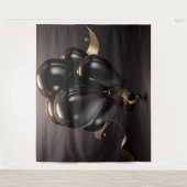 Zwart & Gouden Ballonnen Achtergrond Wandkleed (Voorkant)