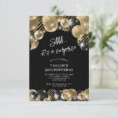 Zwart Gouden Ballonnen Verrassing 50ste Verjaardag Kaart (Staand voorkant)