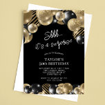 Zwart Gouden Ballonnen Verrassing 50ste Verjaardag Kaart<br><div class="desc">Creëer je eigen Black Gold Ballons Surprise 50th Birthday Invitation! Personaliseer dit ontwerp met uw eigen tekst. U kunt dit ontwerp verder aanpassen door desgewenst op de knop "Details bewerken" te klikken.</div>