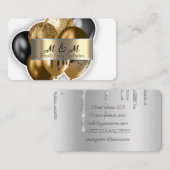 Zwart Gouden Ballonnen Wit Echt Gouden Folie Visitekaartje (Voorkant / Achterkant)