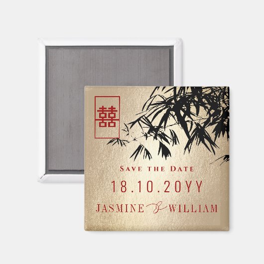 Zwart-gouden bamboe verlaat Chinees sparen de datu Magneet (Voorkant / Achterkant)