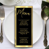 Zwart & Gouden Bar Elegante Huwelijksreceptie Menu
