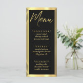Zwart & Gouden Bar Elegante Huwelijksreceptie Menu (Staand voorkant)