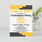 Zwart & Gouden Bars Één Foto Afstudeerder Partij Kaart (Staand voorkant)