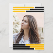 Zwart & Gouden Bars Één Foto Afstudeerder Partij Kaart (Achterkant)