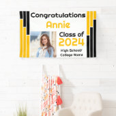 Zwart & Gouden Bars Één Foto Afstuderen Spandoek (Insitu)