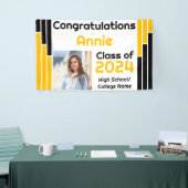 Zwart & Gouden Bars Één Foto Afstuderen Spandoek (Beurs)