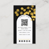 Zwart-gouden bladeren Moderne Arch QR-code Visitekaartje (Achterkant)