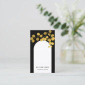 Zwart-gouden bladeren Moderne Arch QR-code Visitekaartje (Staand voorkant)