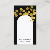 Zwart-gouden bladeren Moderne Arch QR-code Visitekaartje (Voorkant)