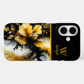 zwart gouden bloem marmer Case-Mate iPhone case (Achterkant (horizontaal))