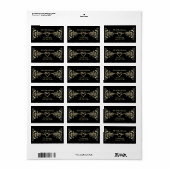 Zwart Gouden Bloem Retour Adres Label (Full Sheet)