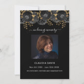 Zwart gouden bloemen foto begrafenis programma (Voorkant)