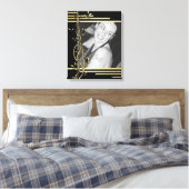 Zwart gouden bloemrand portret verpakt canvas (Insitu (Slaapkamer))