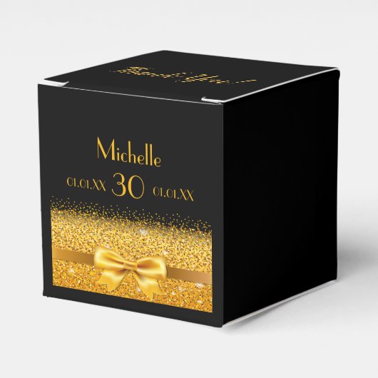 Zwart gouden boog dank u verjaardagsfeestje bedankdoosjes (Voorkant Zijde)