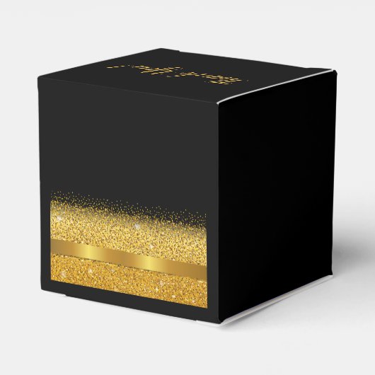 Zwart gouden boog dank u verjaardagsfeestje bedankdoosjes (Achterkant)