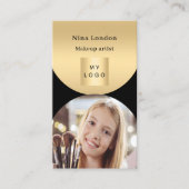 Zwart gouden boog foto Qr social media logo Visitekaartje (Voorkant)