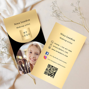 Zwart gouden boog foto Qr social media logo Visitekaartje