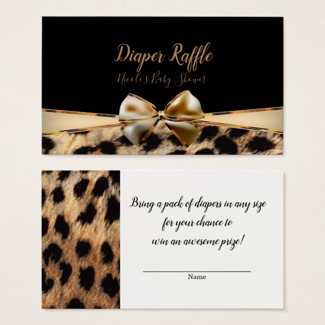 Zwart Gouden Boog Leopard Cheetah Baby shower Raff Visitekaartje (Voorkant /achterkant)