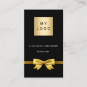 Zwart gouden boog logo Qr code social media premiu Visitekaartje (Voorkant)