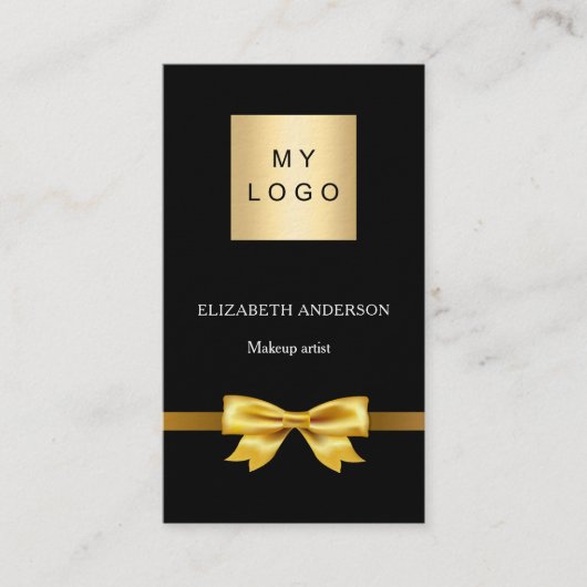 Zwart gouden boog logo Qr code social media premiu Visitekaartje (Voorkant)