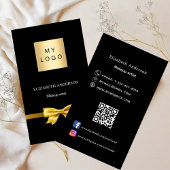 Zwart gouden boog logo Qr code social media premiu Visitekaartje