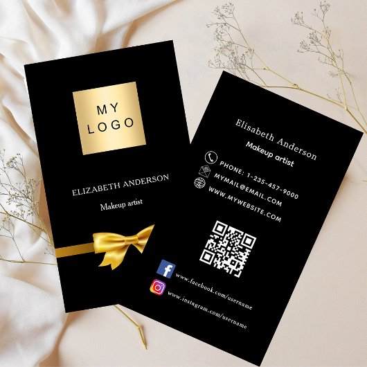 Zwart gouden boog logo Qr code social media Visitekaartje