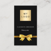 Zwart gouden boog logo Qr code social media Visitekaartje (Voorkant)