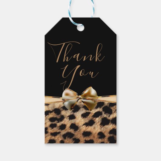 Zwart Gouden Boog Luipaard Cheetah Dier Print Favo Cadeaulabel (Voorkant)