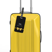 Zwart gouden boog monogram initialen elegant bagagelabel